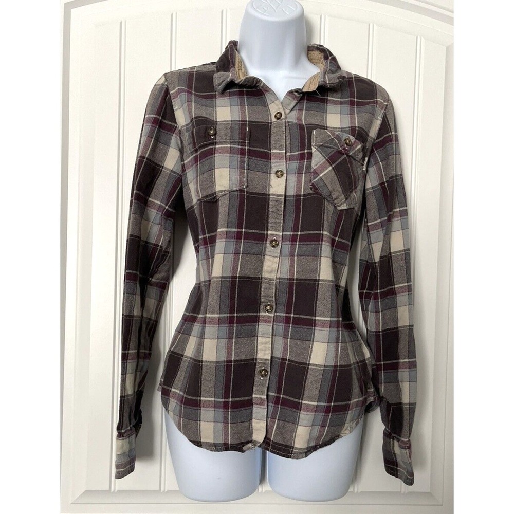 Burton Womens Size M Medium Long Sleeve Button‎ Down Shirt Blue/ Purple